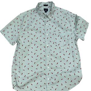 J. Crew Hawaiian Red hot Chilli Slim Men Short Sleeve Shirt Size L